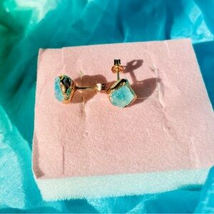 Ringcrush Rose Gold Aquamarine Stud Earrings
